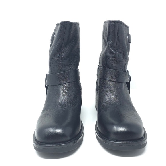 Kenneth Cole Stride Black Leather Motorcycle Boots Winter - Picture 3 of 12